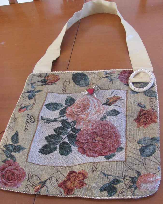 large image of art item: bag – yellow embroided flowers red pink blue