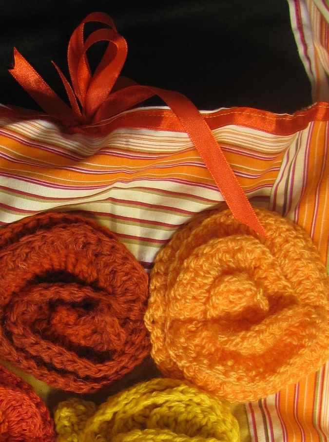 large image of art item: bag – yellow orange flowers crochet