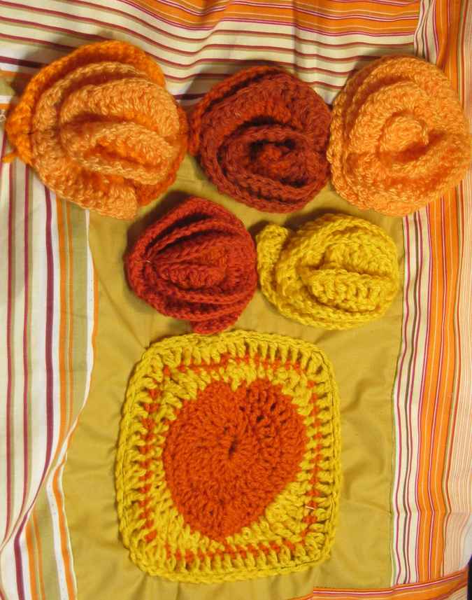 large image of art item: bag – yellow orange flowers crochet