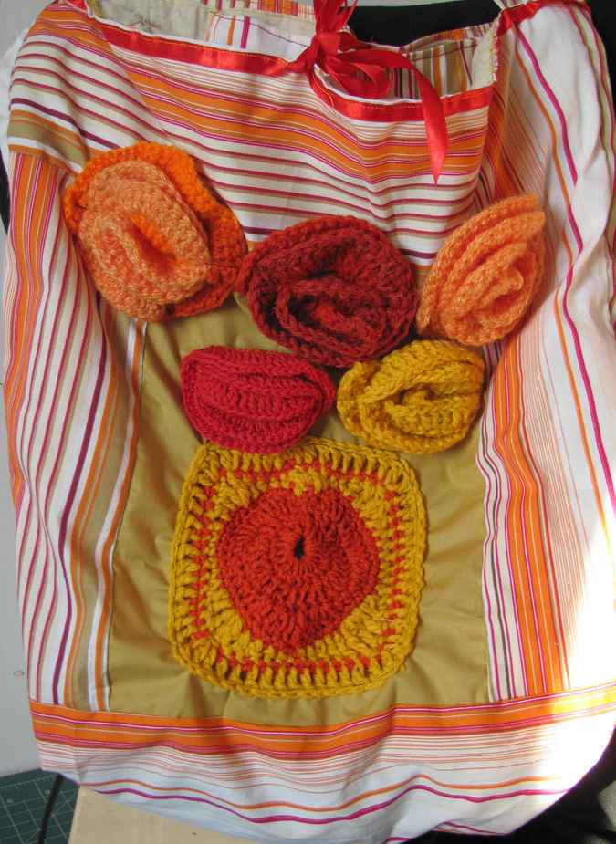 large image of art item: bag – yellow orange flowers crochet