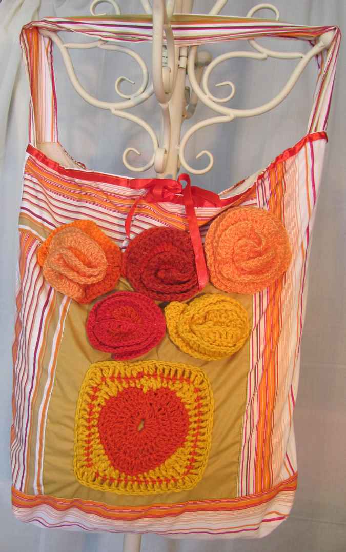 large image of art item: bag – yellow orange flowers crochet