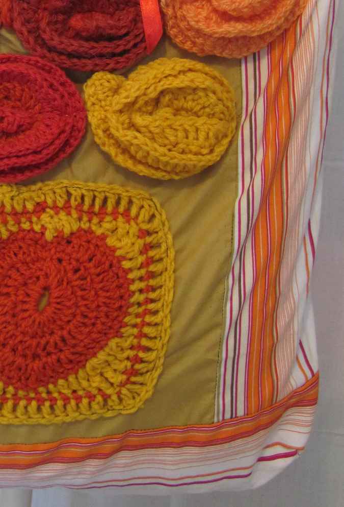 large image of art item: bag – yellow orange flowers crochet