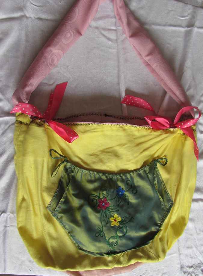 large image of art item: bag – yellow pouch green