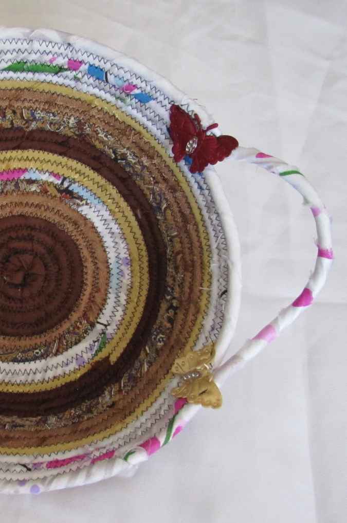 large image of art item: basket – brown ochre white