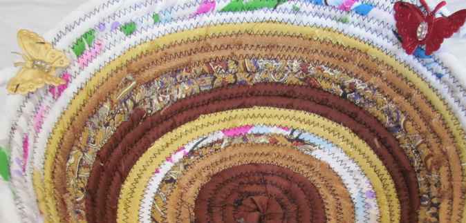 large image of art item: basket – brown ochre white