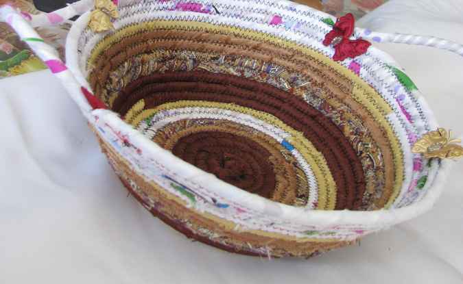 large image of art item: basket – brown ochre white