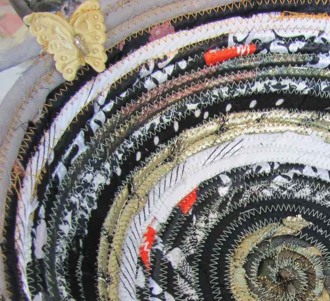 large image of art item: basket – butterflies black gray white