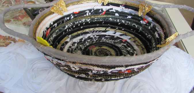 large image of art item: basket – butterflies black gray white