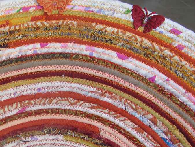 large image of art item: basket – butterflies orange red white