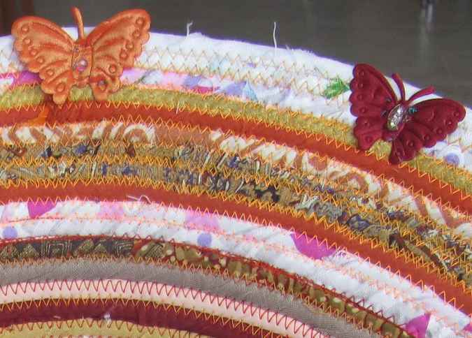 large image of art item: basket – butterflies orange red white