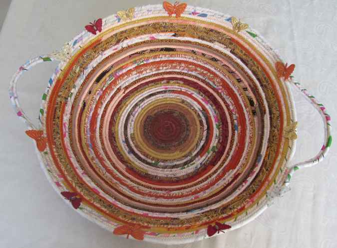 large image of art item: basket – butterflies orange red white