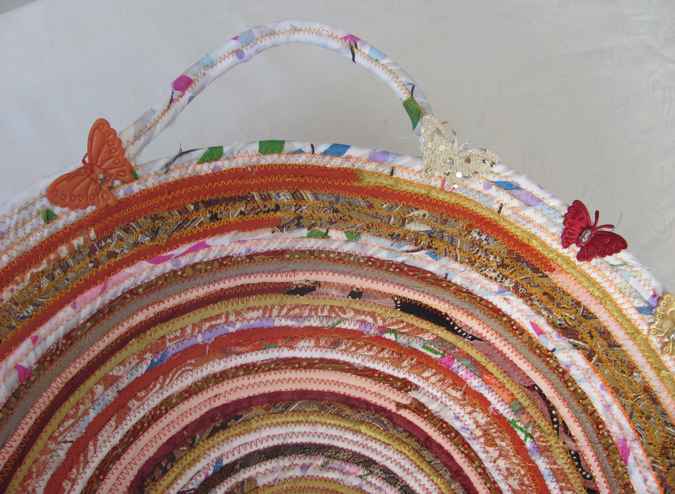 large image of art item: basket – butterflies orange red white
