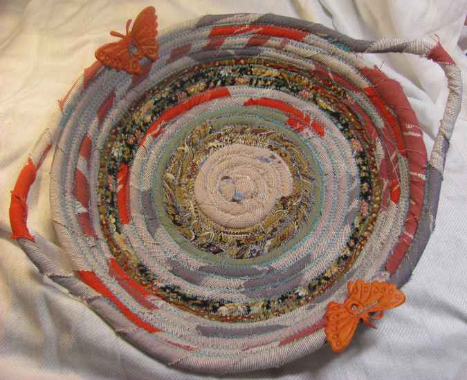 large image of art item: basket – butterflies orange white