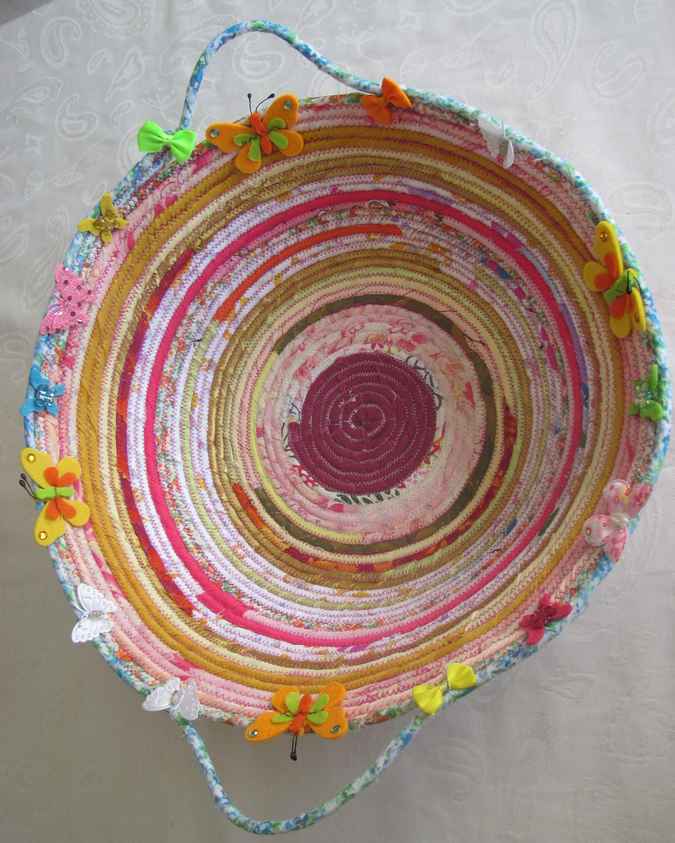 large image of art item: basket – butterflies pink orange