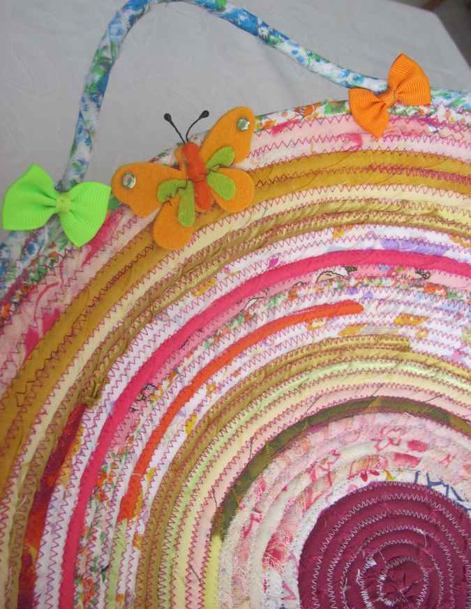 large image of art item: basket – butterflies pink orange