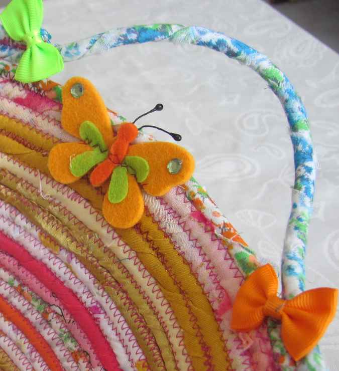 large image of art item: basket – butterflies pink orange