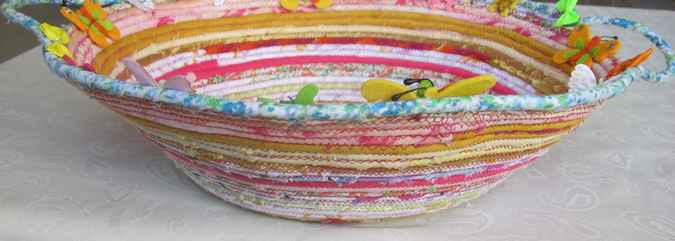 large image of art item: basket – butterflies pink orange