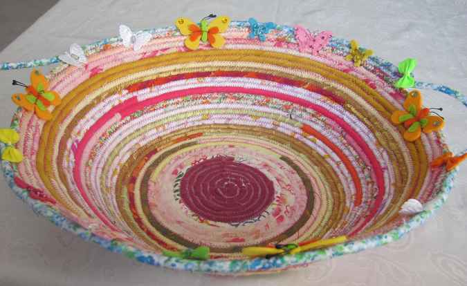 large image of art item: basket – butterflies pink orange