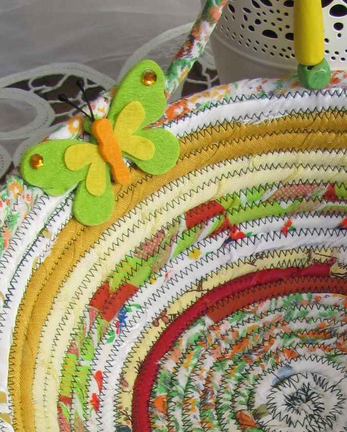 large image of art item: basket – butterflies yellow white red