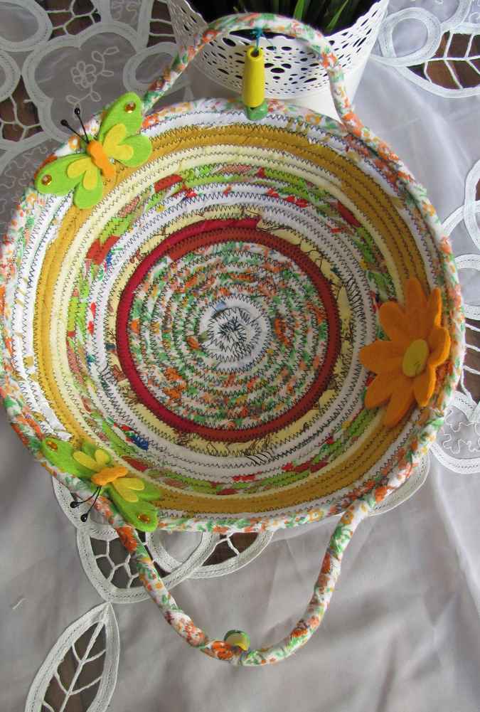 large image of art item: basket – butterflies yellow white red