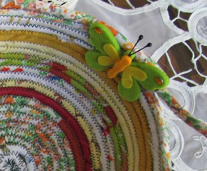 large image of art item: basket – butterflies yellow white red