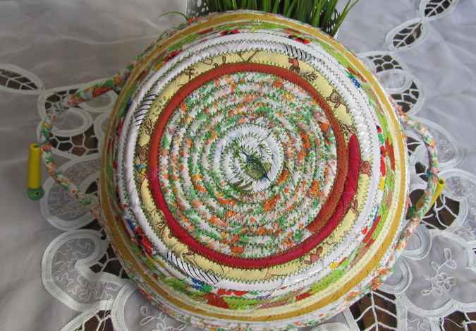large image of art item: basket – butterflies yellow white red