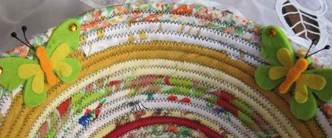 large image of art item: basket – butterflies yellow white red