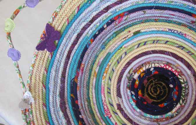 large image of art item: basket – butterfllies yellow cyan