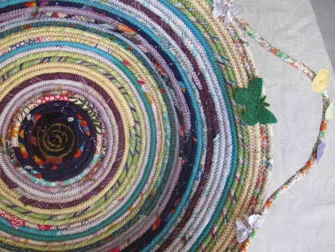 large image of art item: basket – butterfllies yellow cyan