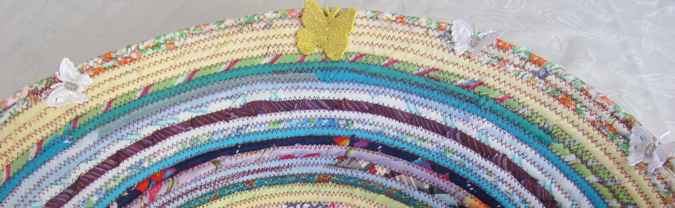 large image of art item: basket – butterfllies yellow cyan