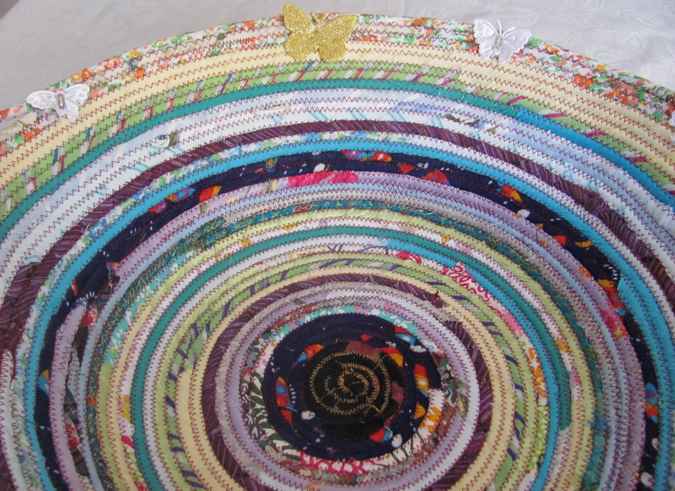 large image of art item: basket – butterfllies yellow cyan