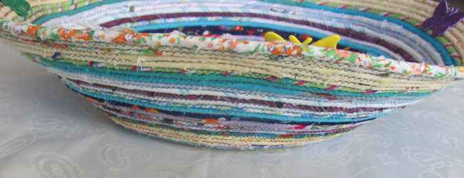 large image of art item: basket – butterfllies yellow cyan