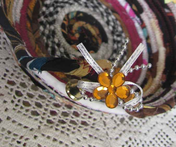 large image of art item: basket – checkered purple browns with maple leaves