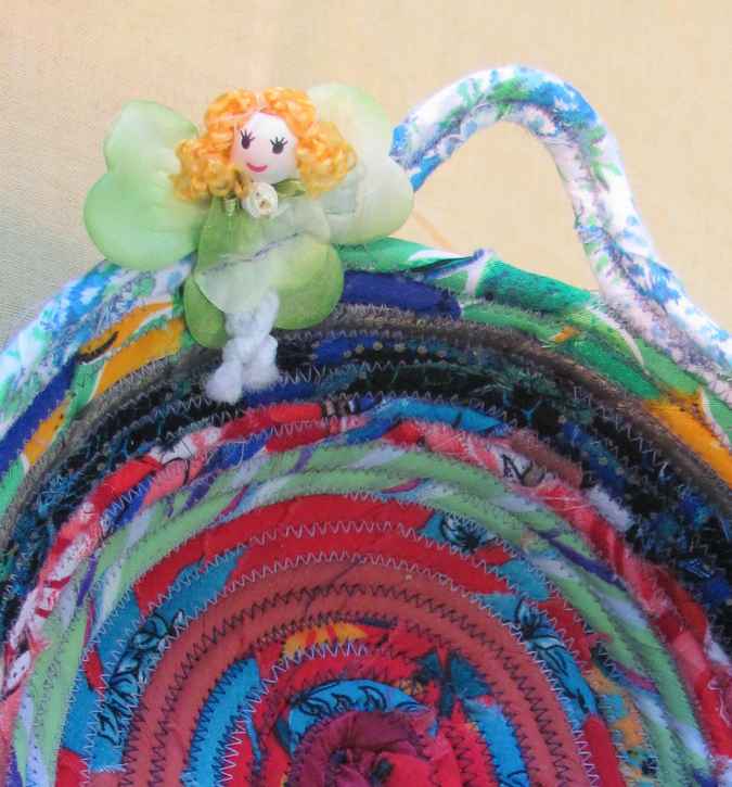 large image of art item: basket – crochet flower with fairy