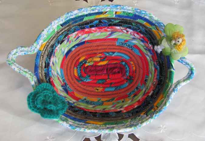 large image of art item: basket – crochet flower with fairy