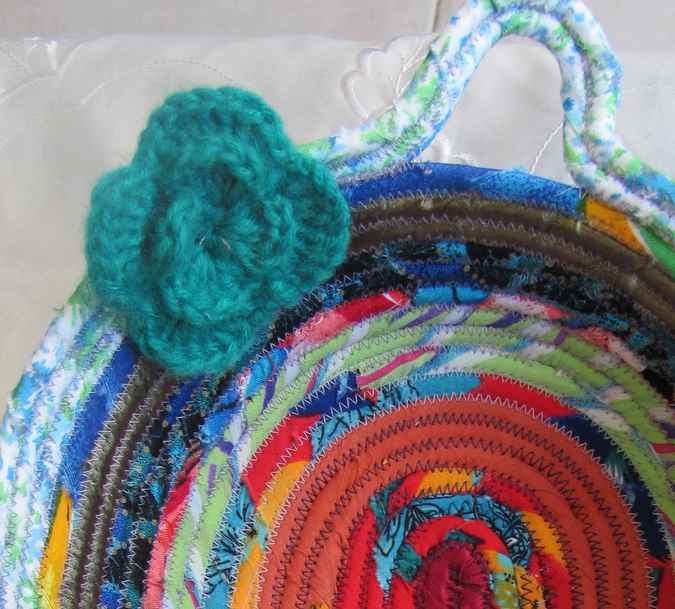 large image of art item: basket – crochet flower with fairy