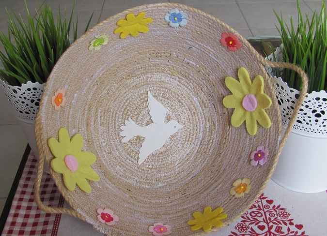 large image of art item: basket – dove flowers khaki