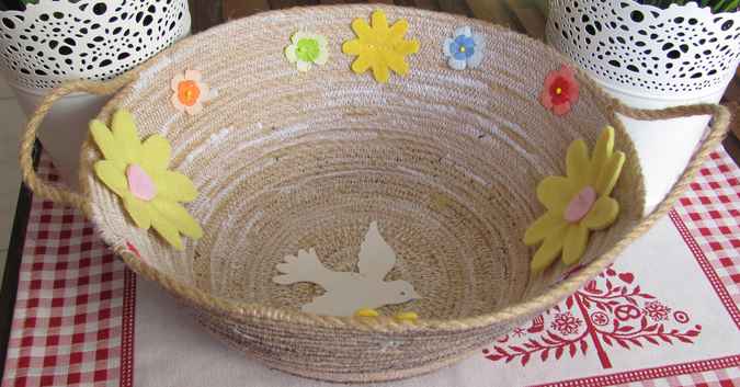 large image of art item: basket – dove flowers khaki