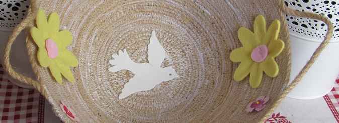 large image of art item: basket – dove flowers khaki