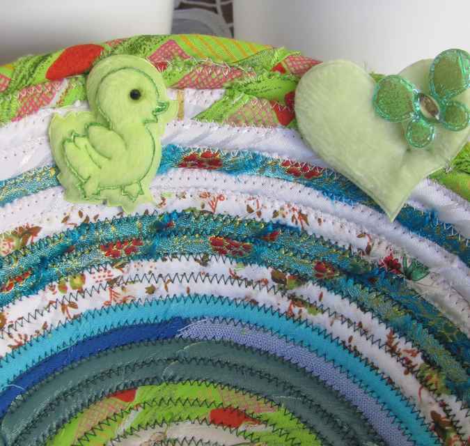 large image of art item: basket – duckling heart green