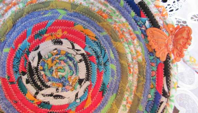 large image of art item: basket – fairy flowers cyan yellow red