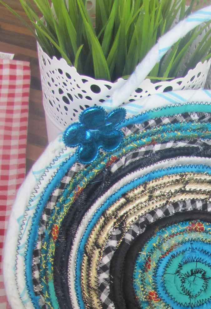 large image of art item: basket – flowers hearts cyan blue