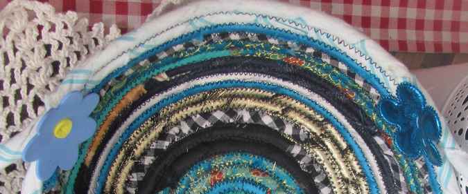 large image of art item: basket – flowers hearts cyan blue