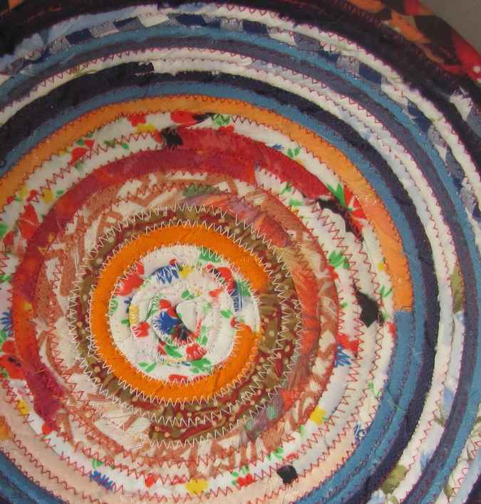 large image of art item: basket – flowers peach orange blue cyan