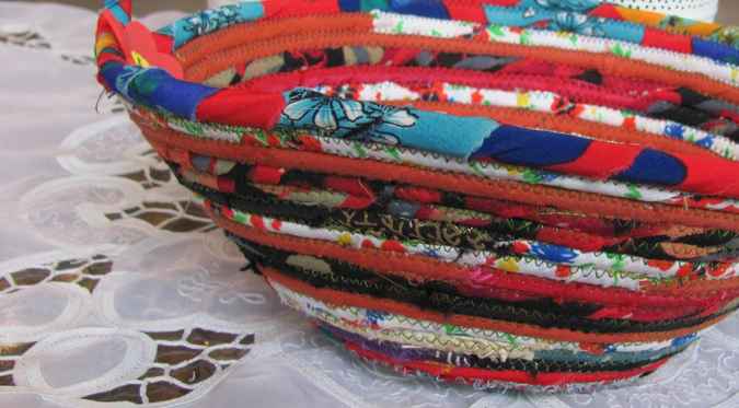 large image of art item: basket – flowers red black cyan