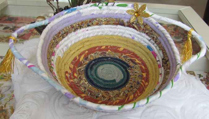 large image of art item: basket – flowers yellow white blue red