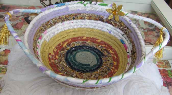 large image of art item: basket – flowers yellow white blue red