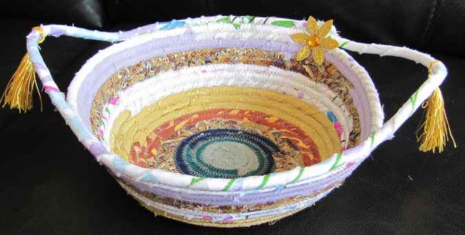 large image of art item: basket – flowers yellow white blue red