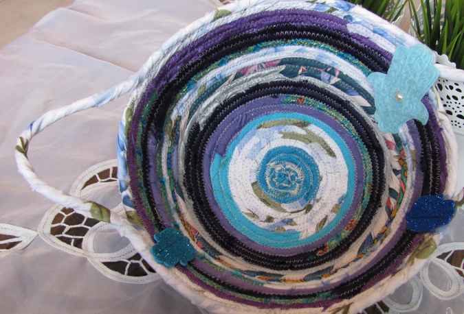 large image of art item: basket – hamsa blue white cyan