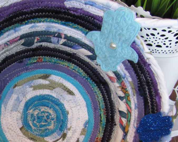 large image of art item: basket – hamsa blue white cyan